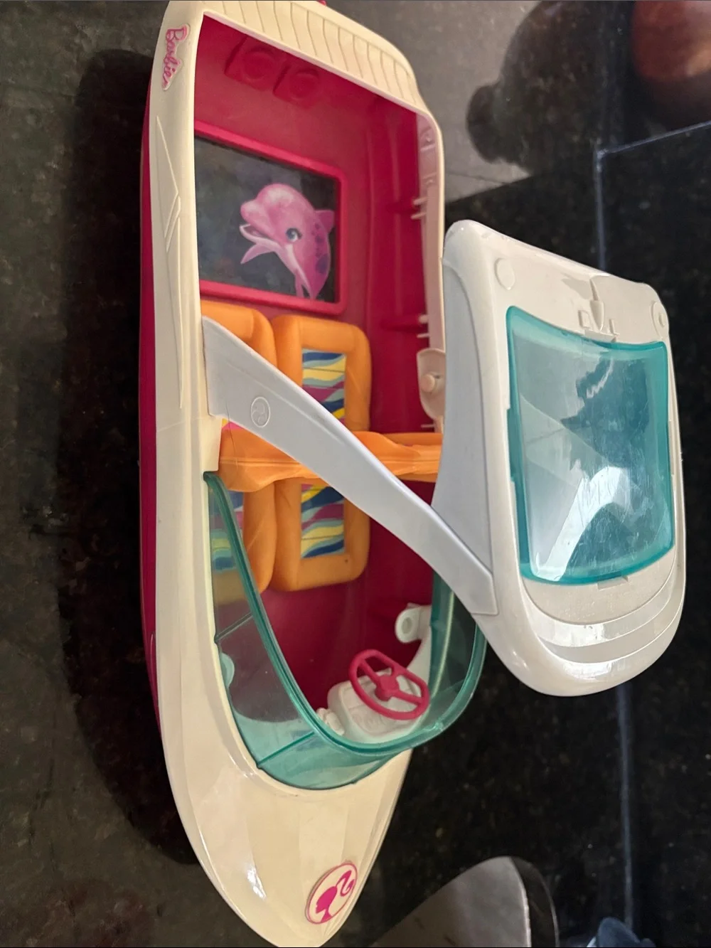 Barbie Pink, White & Teal Convertible Speedboat